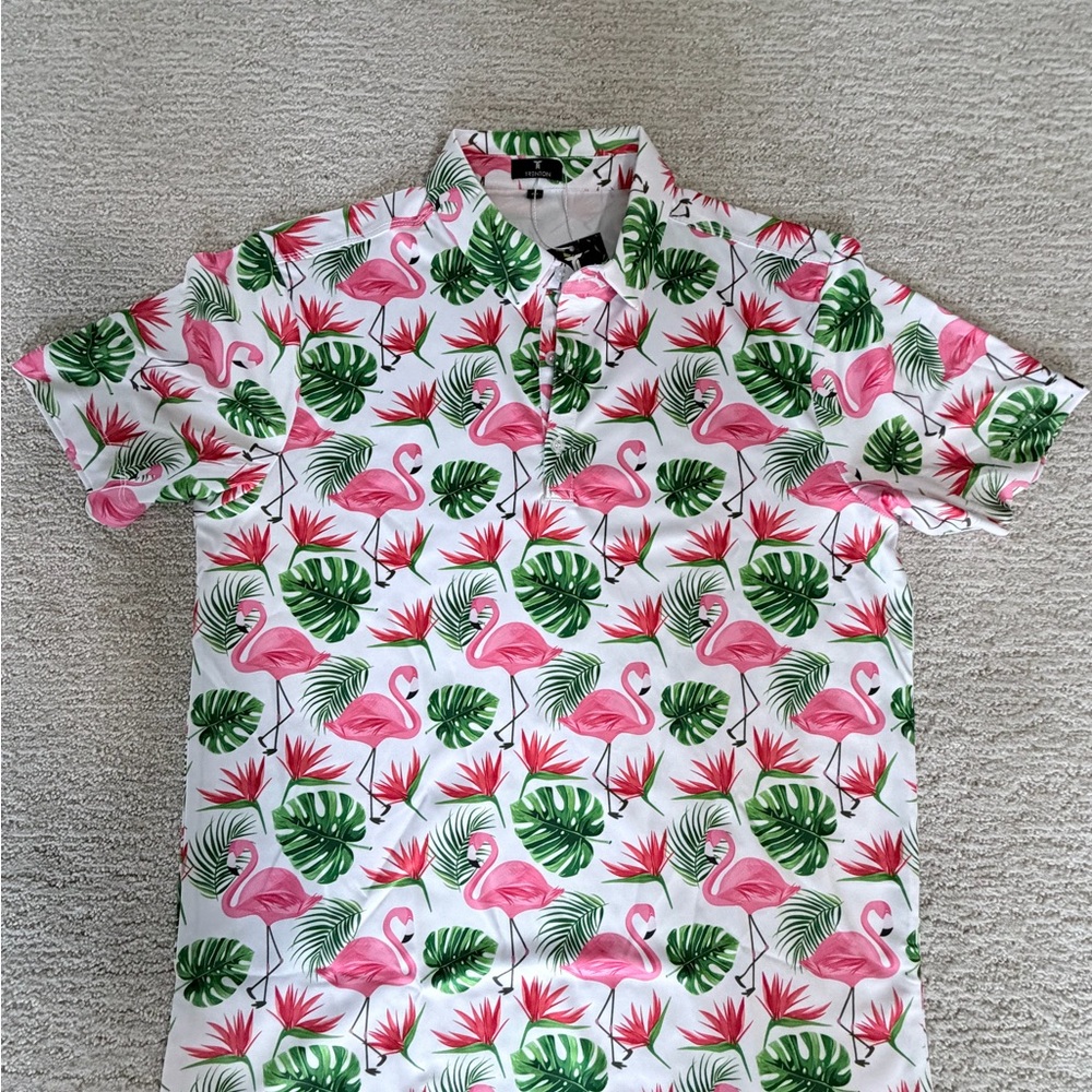 Tropical Flamingo Print Men's Shirt